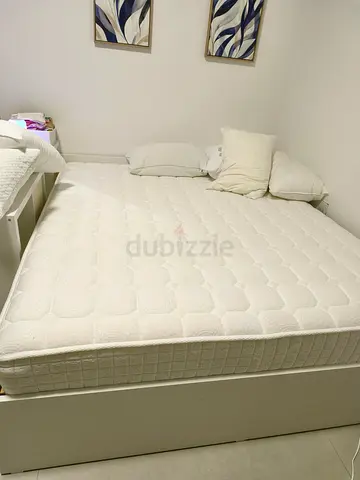 King Size Mattress on Platform Bed - Good Condition