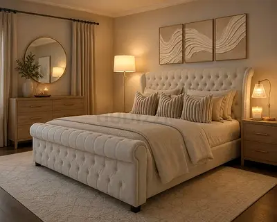 Brand New 180*200 begei color tufted upholstered bed