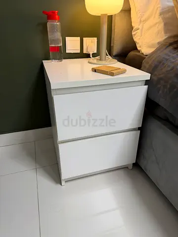 White 2-Drawer Bedside Nightstand - Good Condition