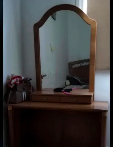 Double bed with mattress and dressing table