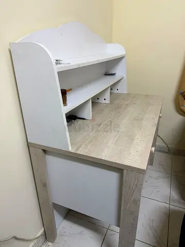 Wooden Study Desk with Upper Shelves - Good Condition