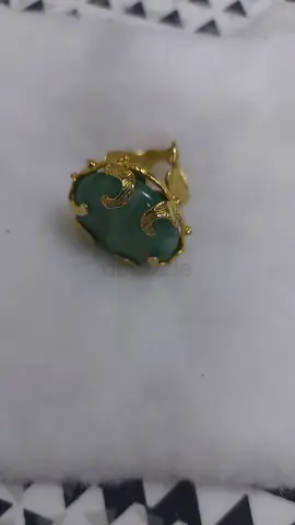 WINTER SALE! EXQUISITE GOLD RING WITH LARGE GREEN BEAD, ARTIFICIAL JEWELLERY