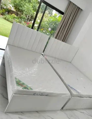 Pair of White Single Beds with Headboards and Mattresses - Excellent Condition