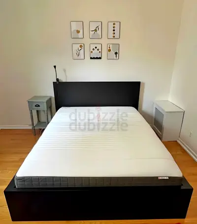 Ikea queen size bed with mattress and storage drawers