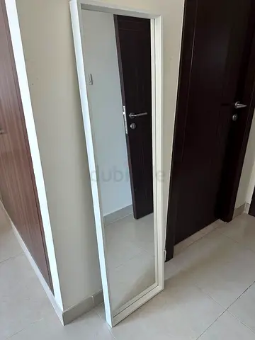 Full Length Wall Mirror with White Frame - Good Condition