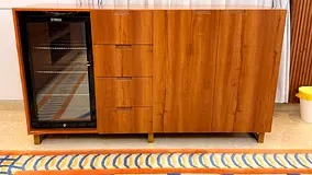 Wooden Sideboard Cabinet with Built-in Glass Door Cooler — Good Condition