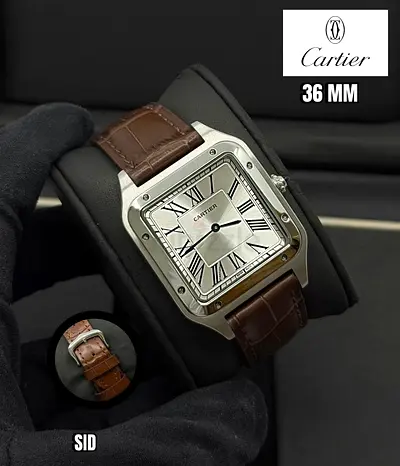 Cartier dumont leather strap mens quartz watch