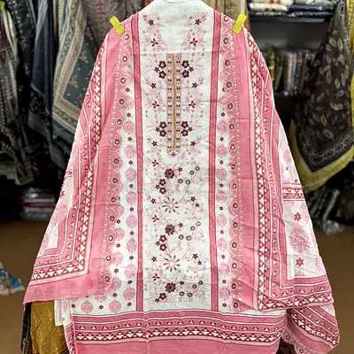 Cotton Suit with Heavy Embroidery - Clearance Sale - AED 98