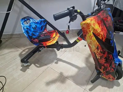 Hoverboard Drift Trike / Go-Kart Attachment with Flame Design