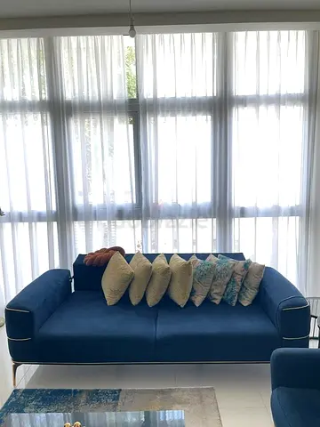 Modern Blue 3-Seater Sofa with Cushions - Good Condition