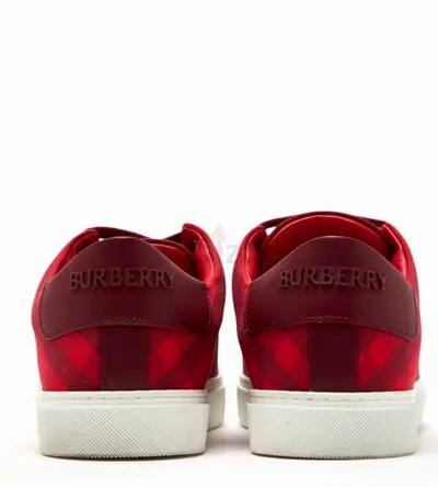 Red Burberry Check Low-Top Sneakers - Women's Casual Shoes