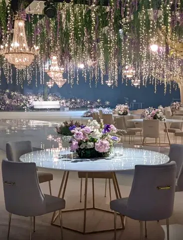 180cm Round Marble top tables - 14 pcs