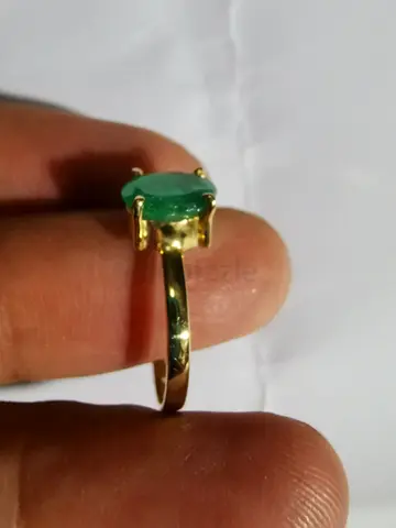 Authentic Colombian Oval Emerald Solitaire Ring in Solid Yellow Gold