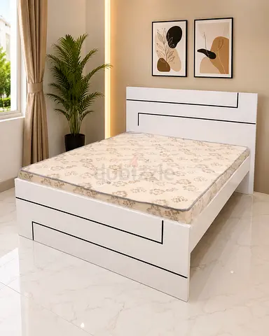 White Modern queen Bed Frame with Headboard (Good quality