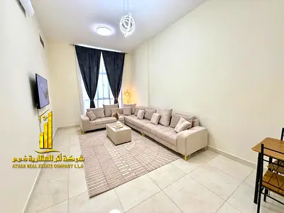 شقه فاخره ثاني ساكن غرفه وصاله مع بلكونه مفتوحه .عجمان الراشديه 3. مفروش بالكامل للإيجار الشهري✨الإيجار يشمل الفواتير والإنترنت وموقف