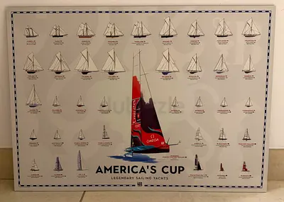 America's Cup Legendary Sailing Yachts Poster - Mounted Collectible Print - 70x50 cm, asking AED 150