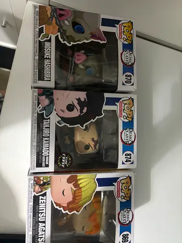 Set of 3 Funko Pop! Demon Slayer Figures — Tanjiro, Inosuke, Zenitsu (Mint in Box)