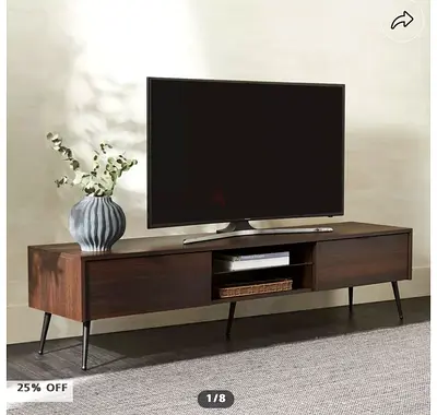 Modern low TV cabinet / media unit - dark wood