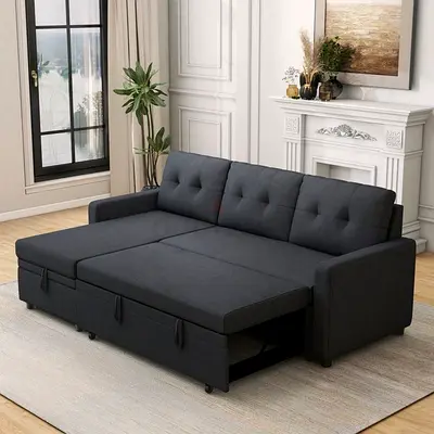 Dark gray colour 3 seater Ikea sofa bed with storage