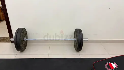 Home barbell with weight plates - used