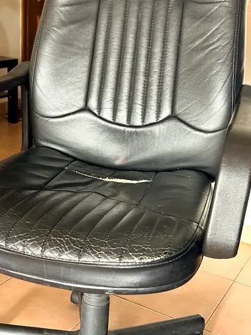 Used Black Leather Office Chair - Adjustable, small rear on the seat