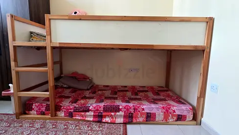 Solid Wood Bunk Bed with Ladder - Good Condition