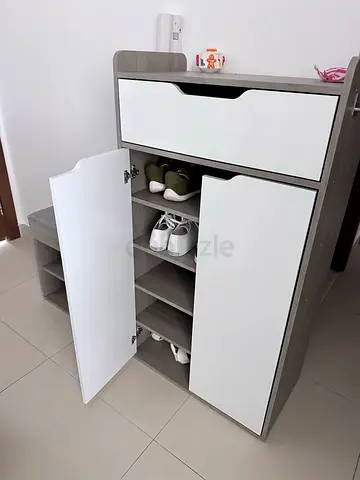 Shoe Cabinet with Bench and Coat Hooks - Entryway Set