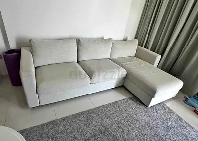 Modern Light Gray L-Shaped Sofa bed with Chaise Lounge