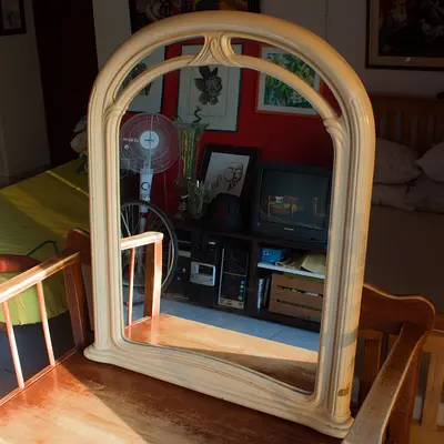 Absolutely Spotless Large Wooden Arched Mirror