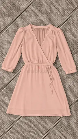 Light Pink Wrap Dress with 3/4 Sleeves - Size Unknown