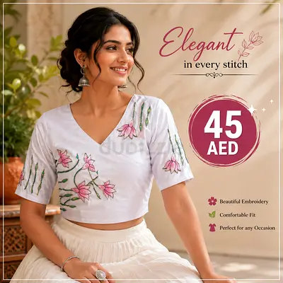 White embroidered crop blouse
