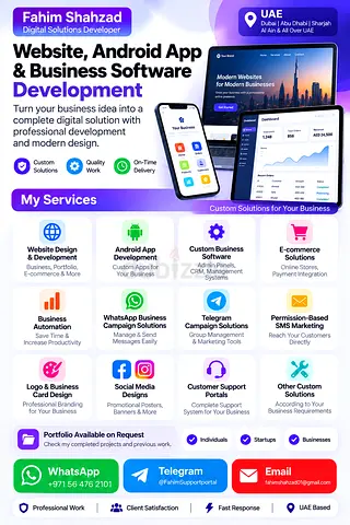 Website, Android App & Business Software Development – UAE 🇦🇪