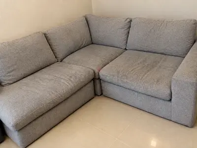 Light grey L-shaped 3-seater corner sofa — good condition