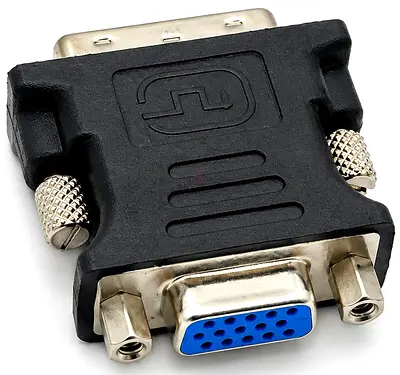 DVI-I Female to VGA Male Adapter 24+5 Pin | DVI to VGA Video Adapter | 15-Pin VGA | Black