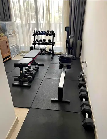 8 x Gym Floor Mats - Rubber 20mm Thick - 100 cm x 100 cm
