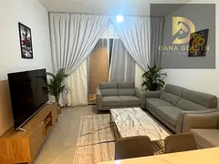 For monthly rent in Sharjah’s Maryam Island: a unit featuring a room, a living area, and a bathroo