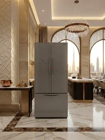 Hitachi French Door Side-by-Side Refrigerator – Digital Inverter | Silver Glass | 75cm