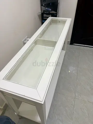IKEA LIATORP White Console Table with Glass Display Top