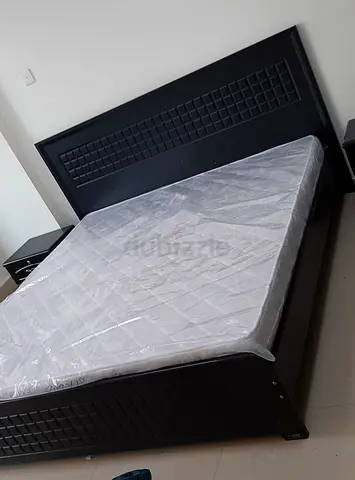 Dark Wooden King size Bed Frame with Mattress - Good quality