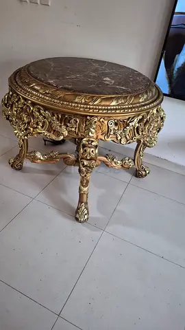 Ornate Gold Marble-Top Round big Table