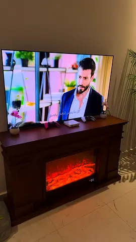 Large Electric Fireplace with Wooden Mantel