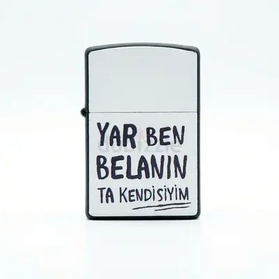 White Metal Flip Lighter with Turkish Quote Zippo style - UNUSED 164