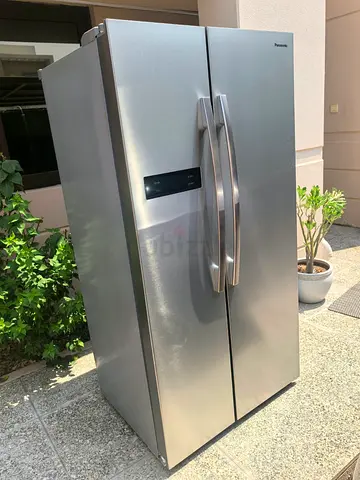 Panasonic Side-by-Side Refrigerator, Stainless Steel - Good Condition