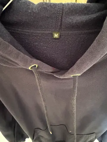 Navy fleece-lined hoodie, size M, good condition