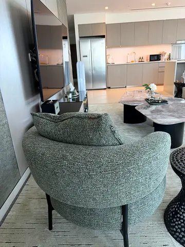 2 Units Modern Olive Green Chair with Curved Backrest