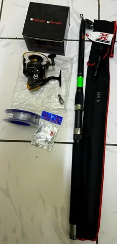 Fishing Sets telescopic Professional11 4.5 m Carbon rod,KM 7000 metal cup reel with line wt hook