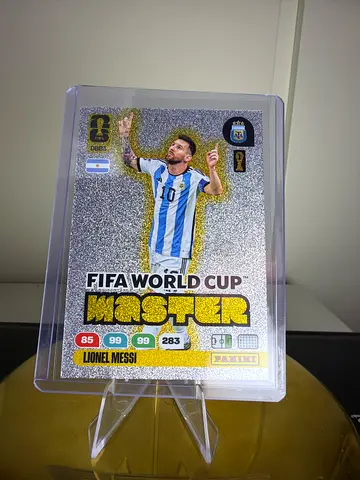 Lionel Messi FIFA World Cup Master collectible card (encased)