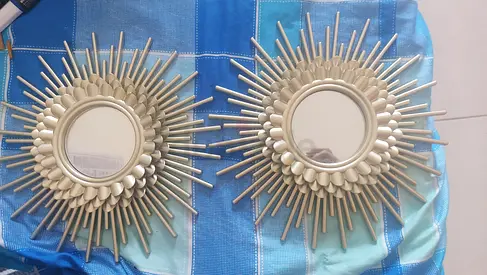 Gold Sunburst Wall Mirrors Set of 2