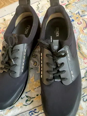 Fendi Roma Men’s Black Sneakers Size 9 Made in Italy 7E1052