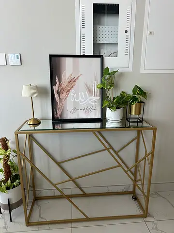Gold Geometric Glass console Table - Modern Living Room Table